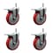 Service Caster 5'' Red Polyurethane Swivel 7/16'' Stem Caster Set with Total Lock Brake, 4PK SCC-GRTTL20S514-PPUB-RED-716138-4 - alternate 1